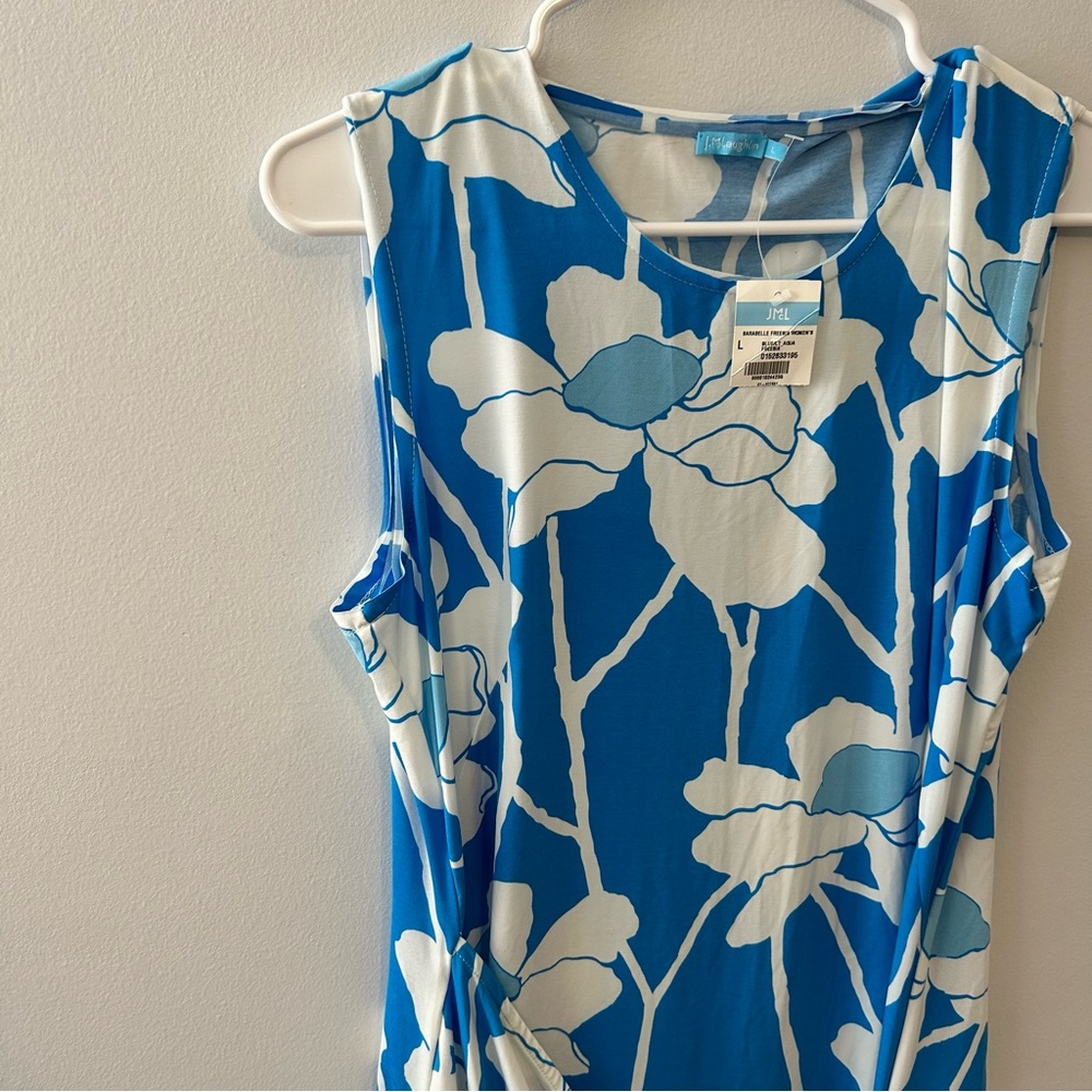 J McLaughlin Sarabelle Freesia Blue and White Floral Wrap Dress NWT Size Large - Picture 6 of 9